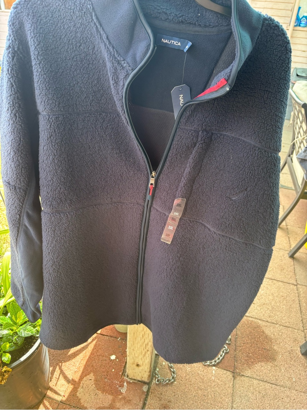 Nautica Men’s Dark Navy Sherpa Zip-Up Jacket